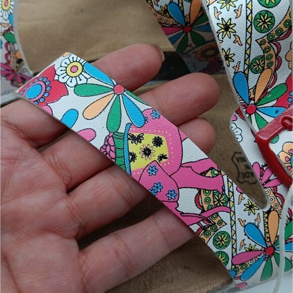 NWT SMAIBULUN Colorful White Strappy Slide Clog Sandals - Maibulun Size 12 - Picture 10 of 12